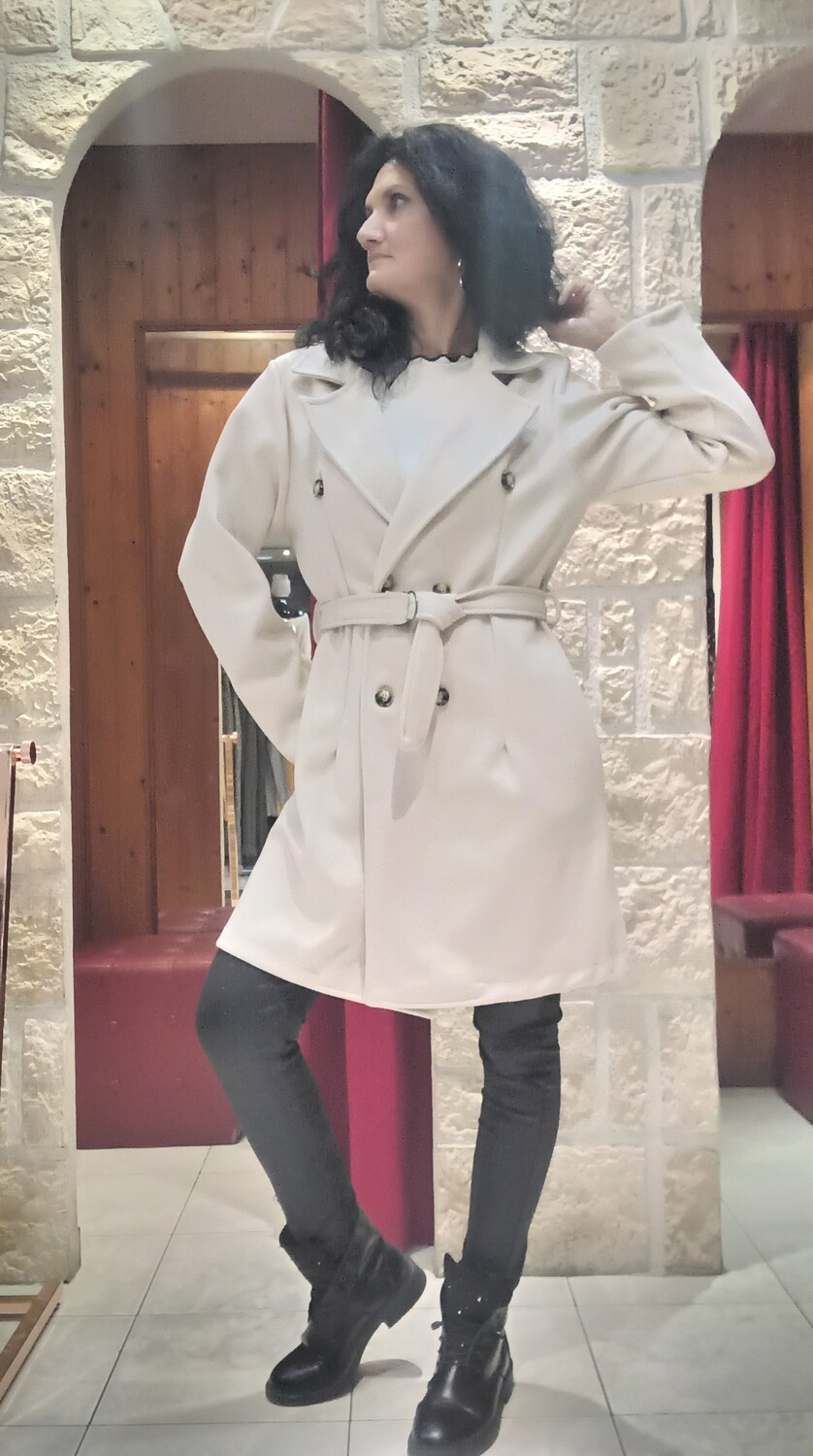 Manteau croisé écru 