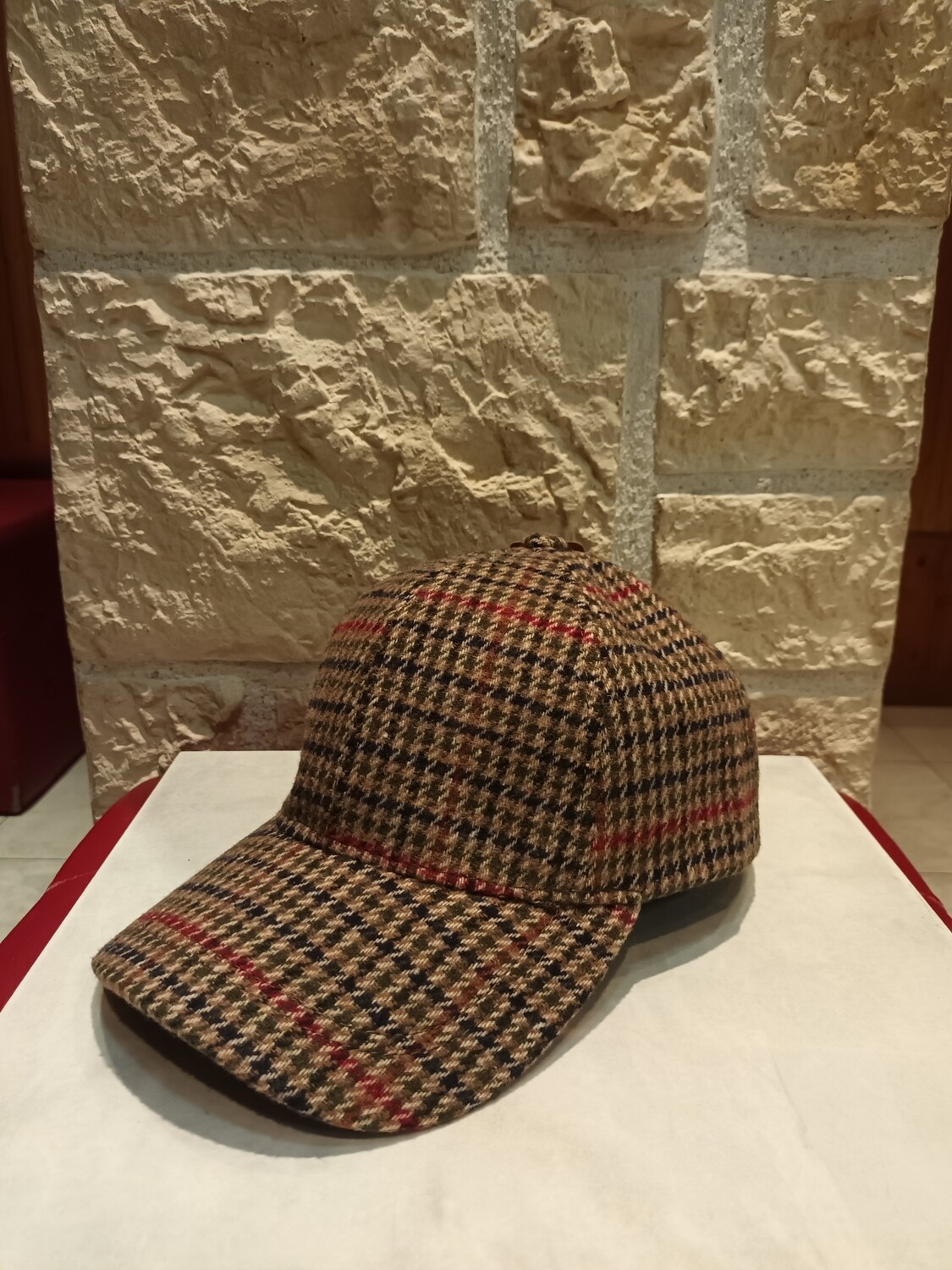 Casquette imprimé pied de poule camel