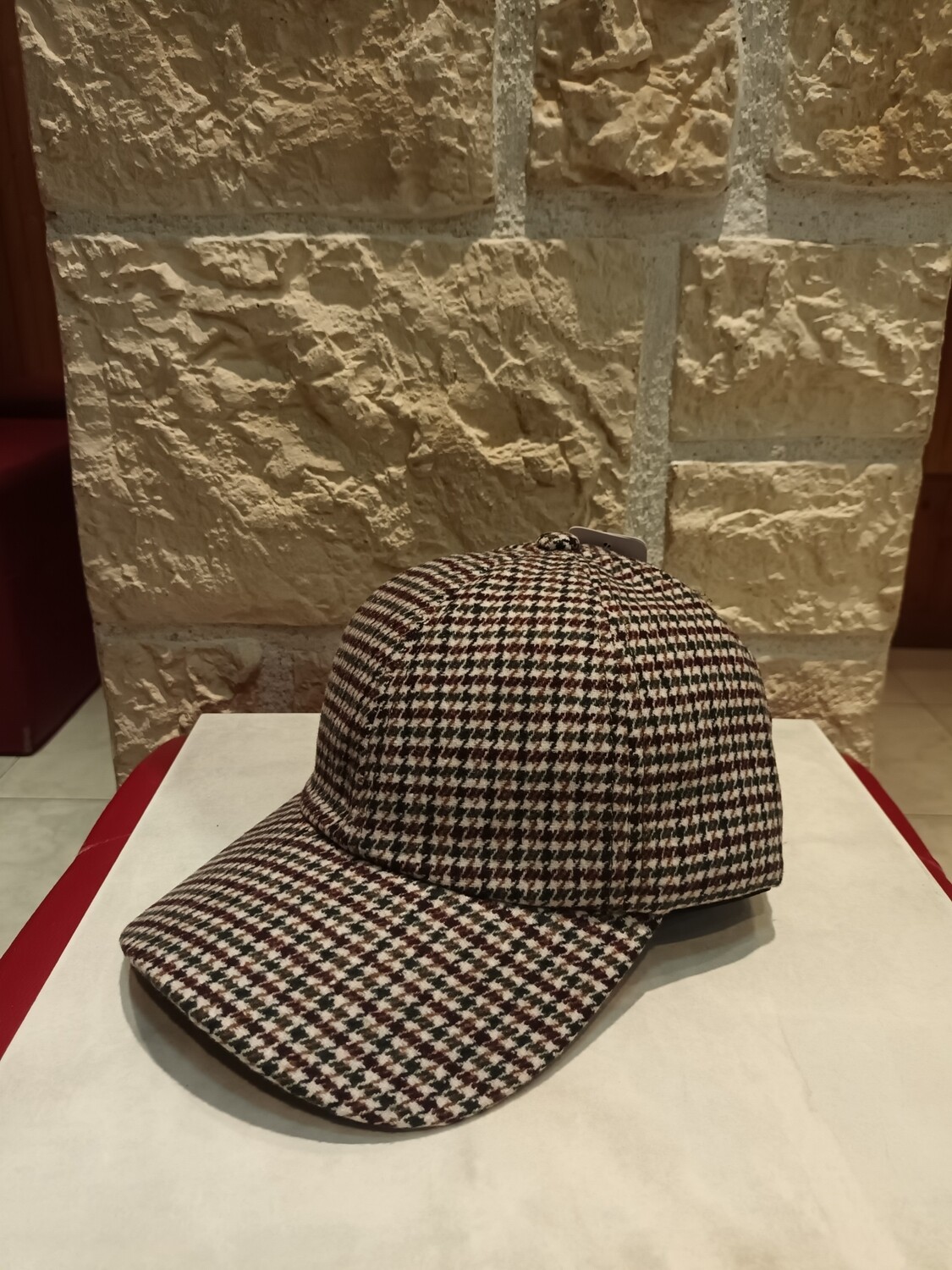 Casquette imprimé pied de poule kaki