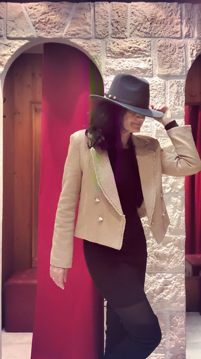 Veste blazer tweed camel 
