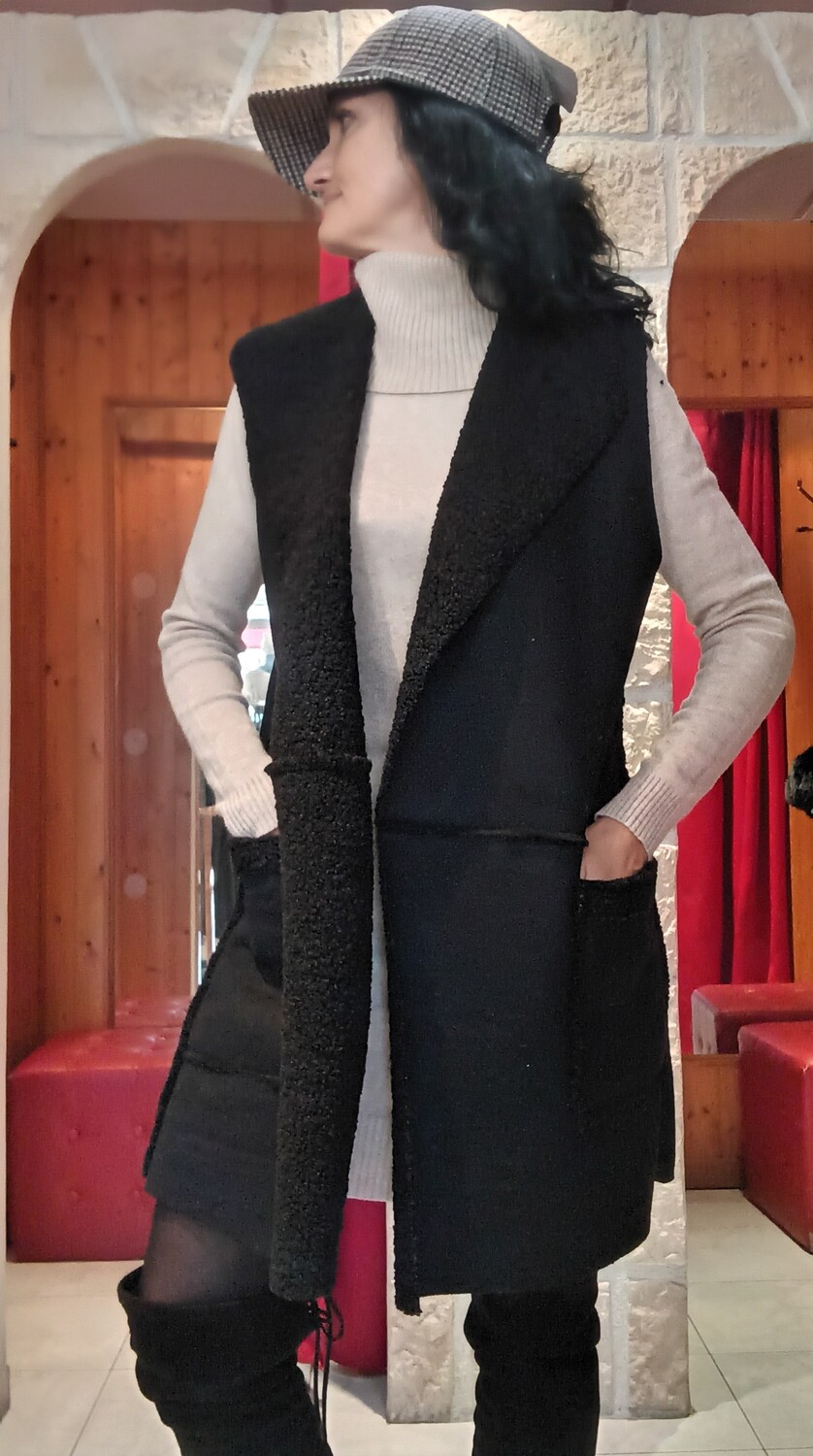 Veste moumoute sans manches noir 