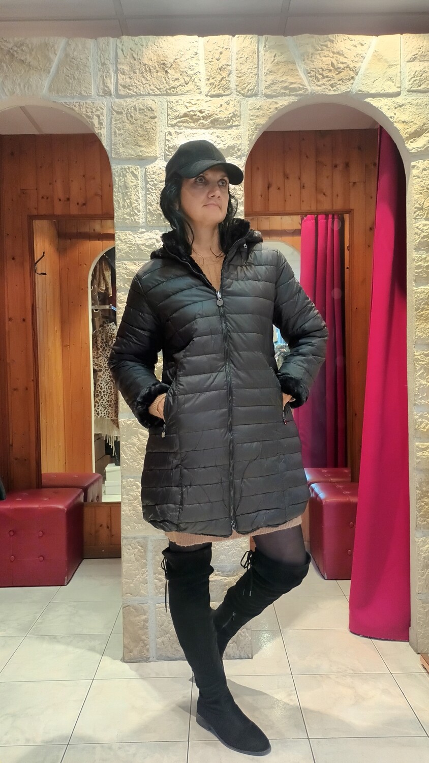 Doudoune reversible 3/4 noir
