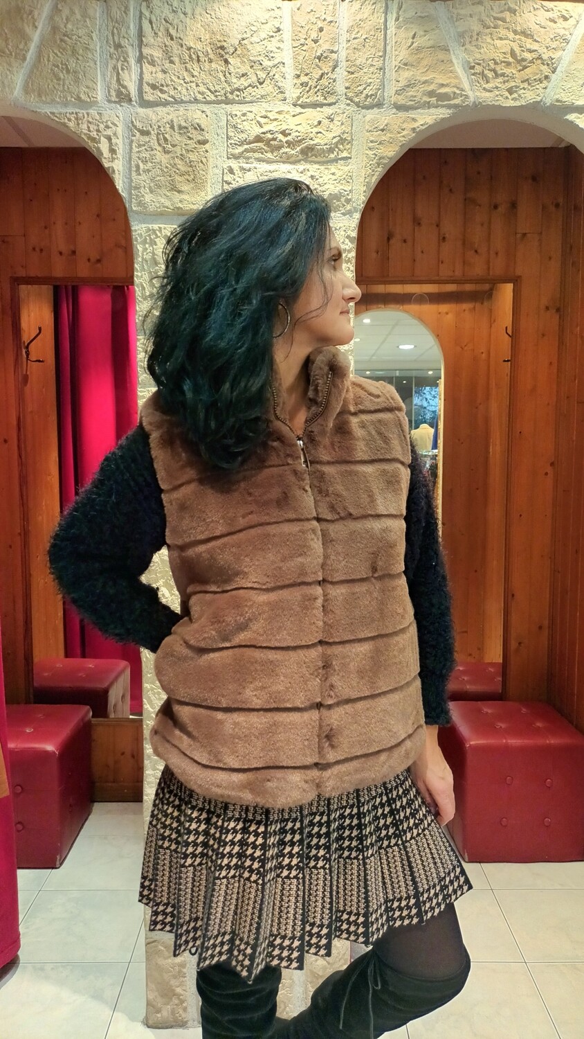 Veste fausse fourrure chocolat 