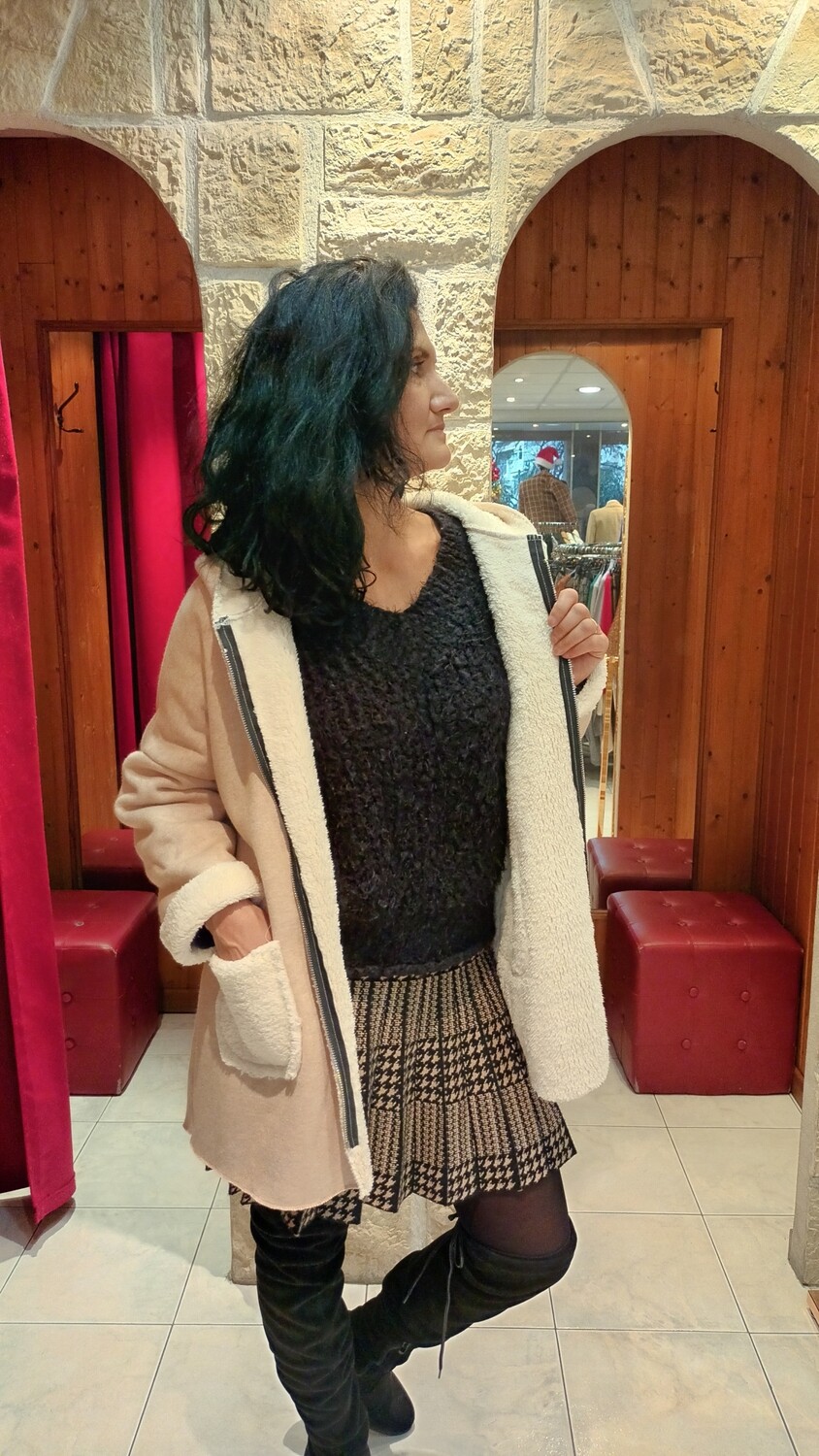 Veste à capuche cocooning beige