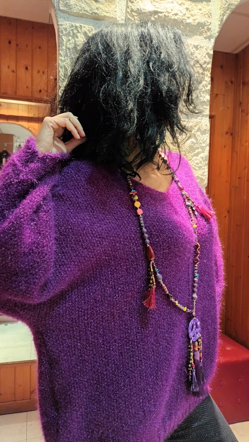 Pull Chauve souris Sara prune