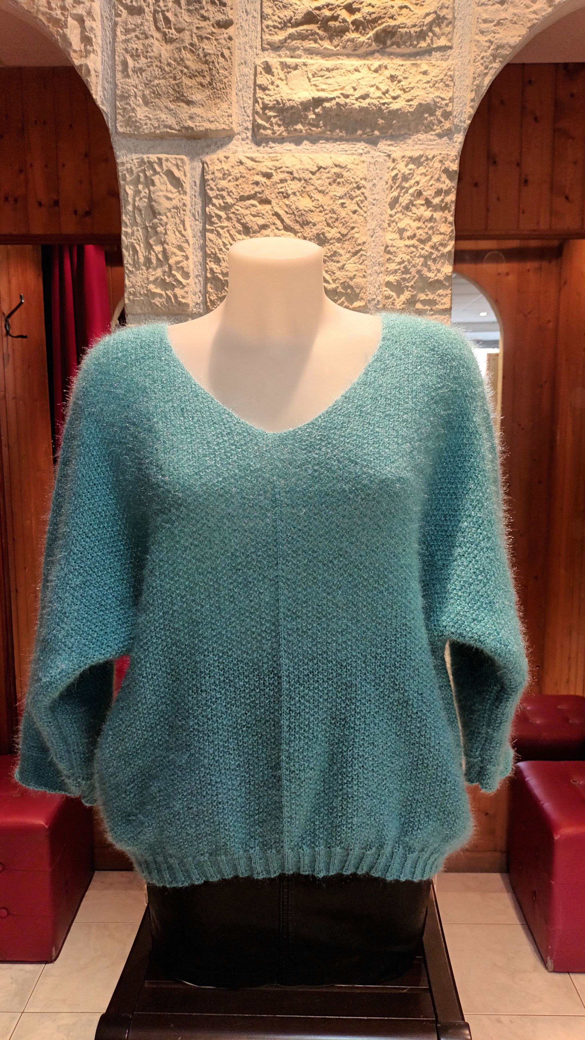 Pull Chauve souris Sara tourquoise 
