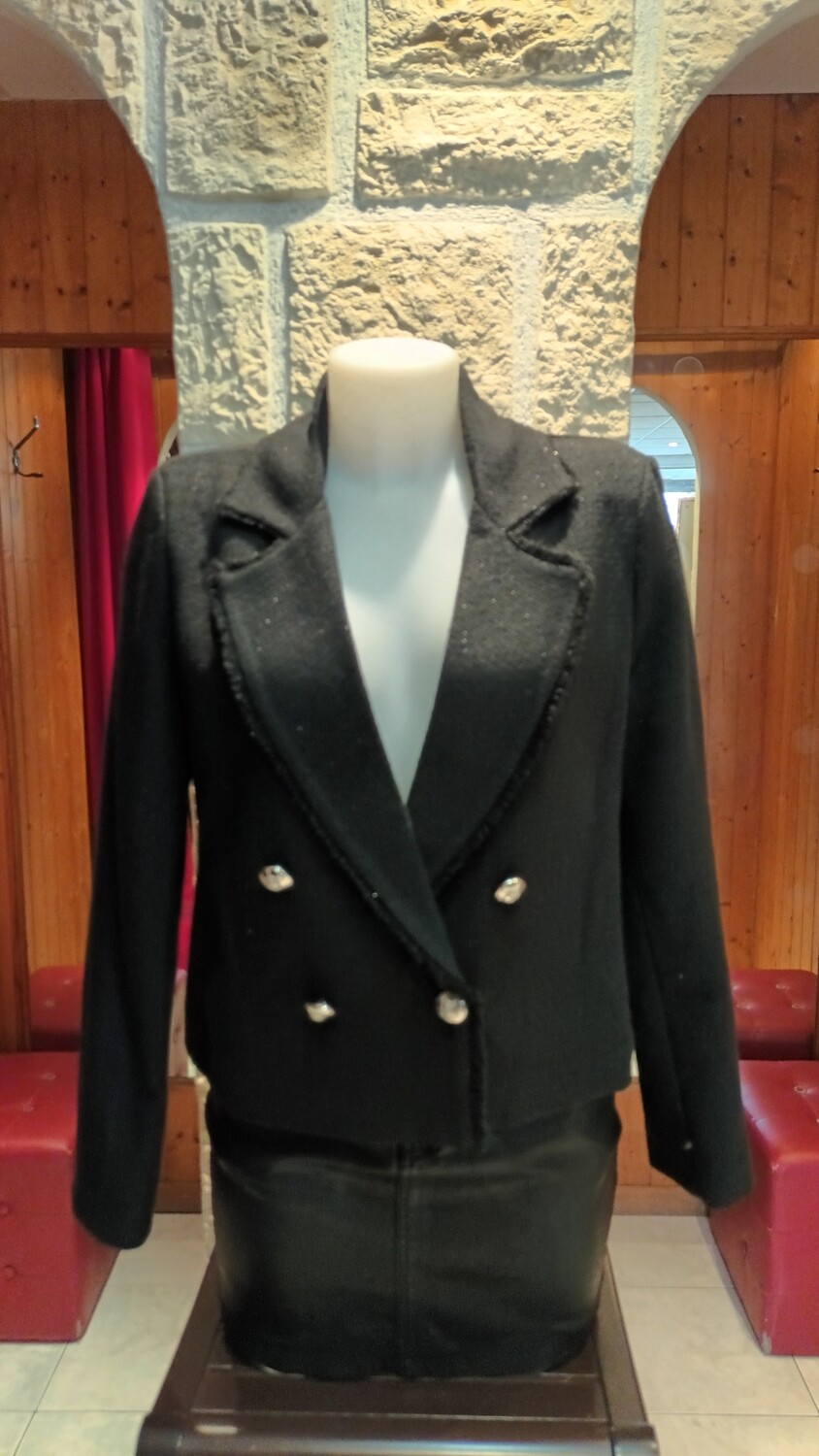 Veste blazer tweed noir