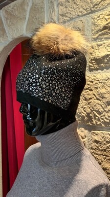 Bonnet diamant strass noir