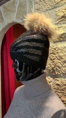 Bonnet zebre strass noir