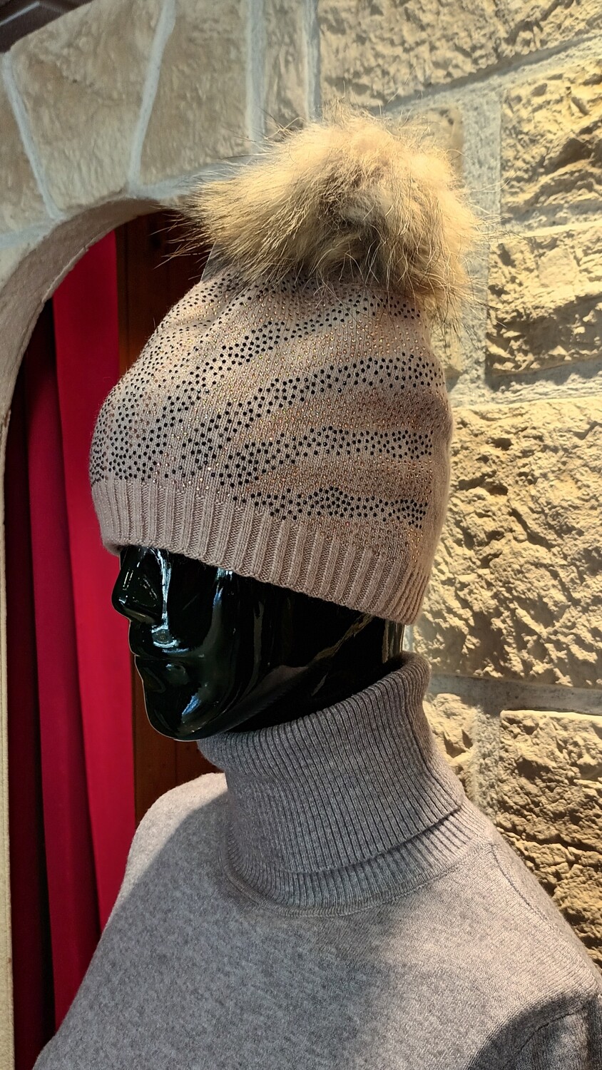 Bonnet zèbre strass rose