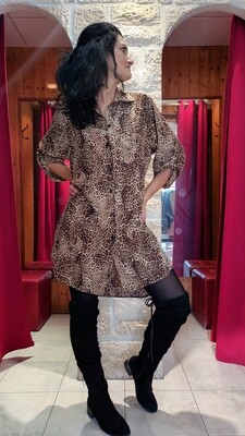 Robe chemise imprimée léopard 