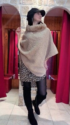 Poncho bouclette taupe 