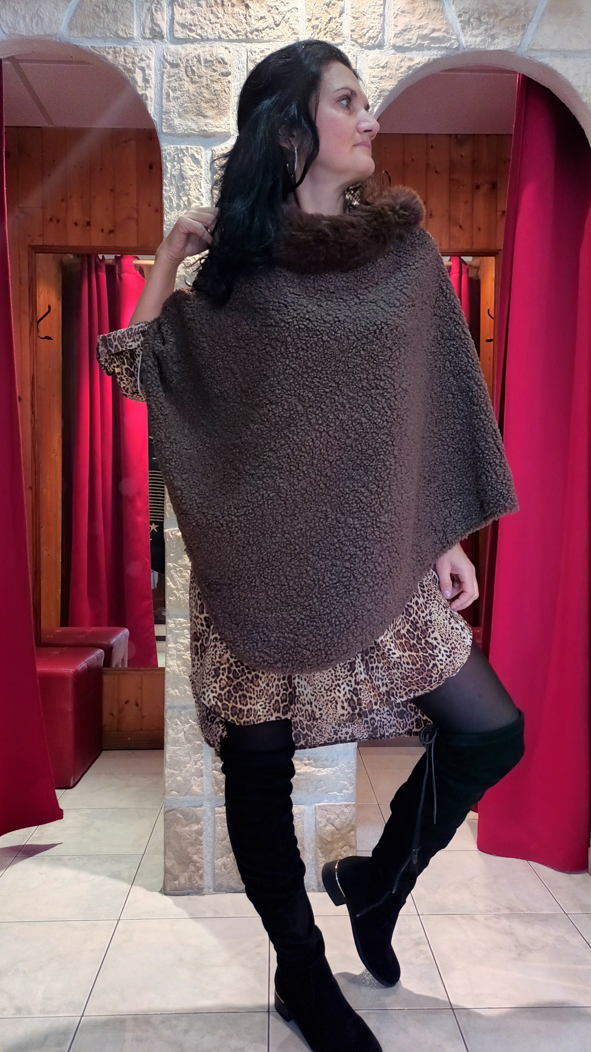 Poncho bouclette choco