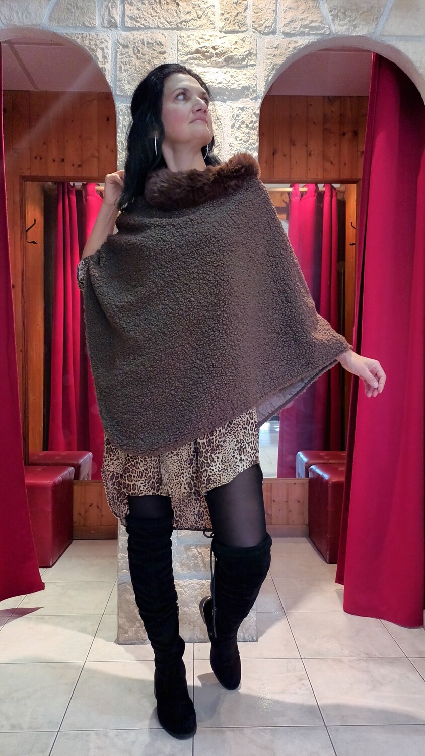 Poncho bouclette choco