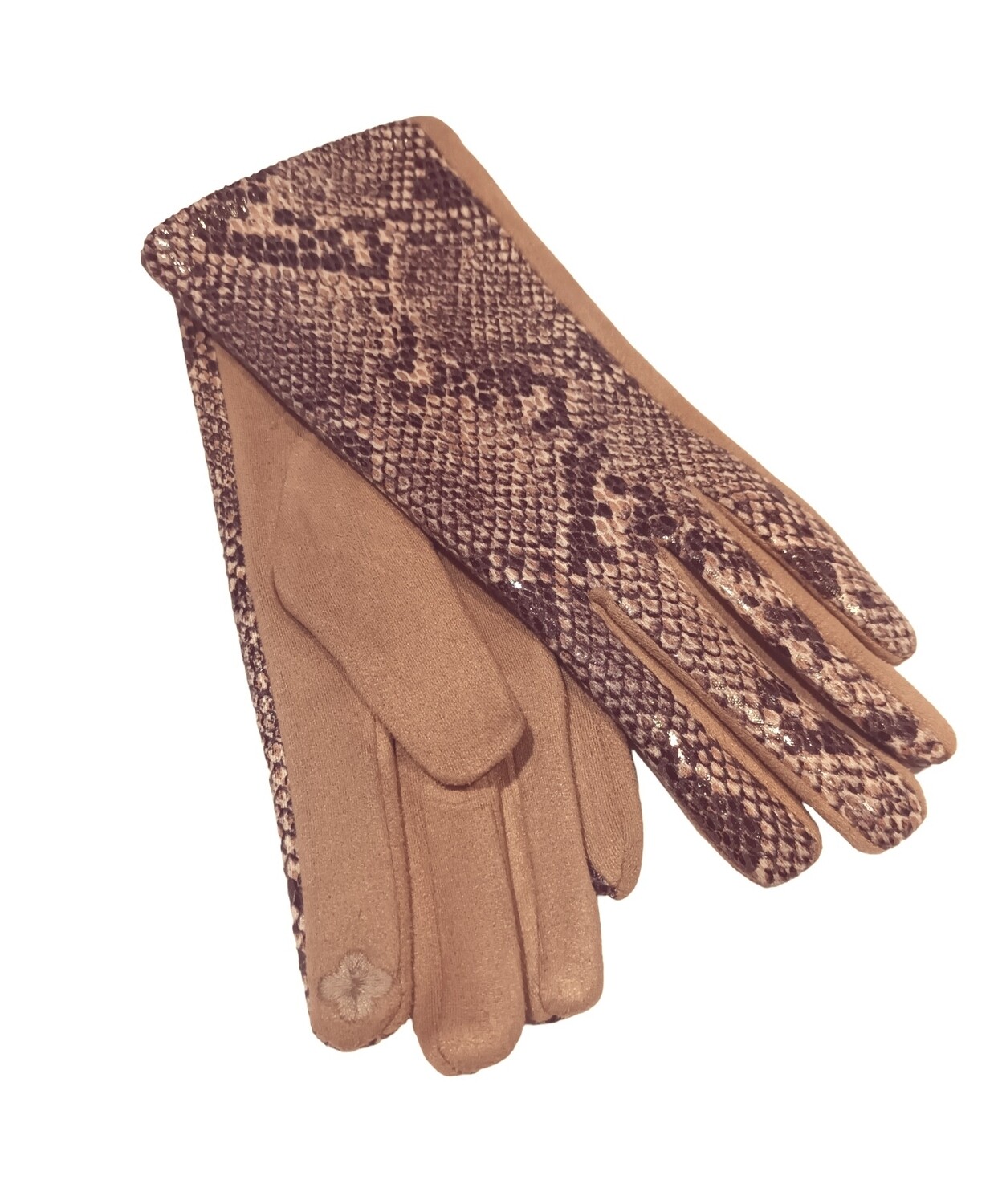 Gants femme reptile beige