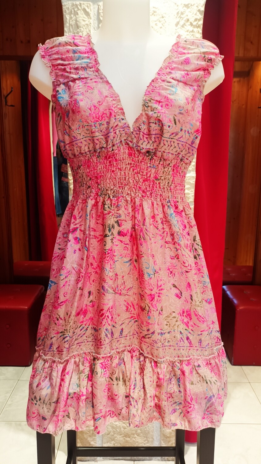 Robe courte bohème rose