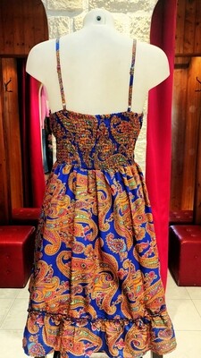 Robe bohème Eva imprimé bleu électrique orange
