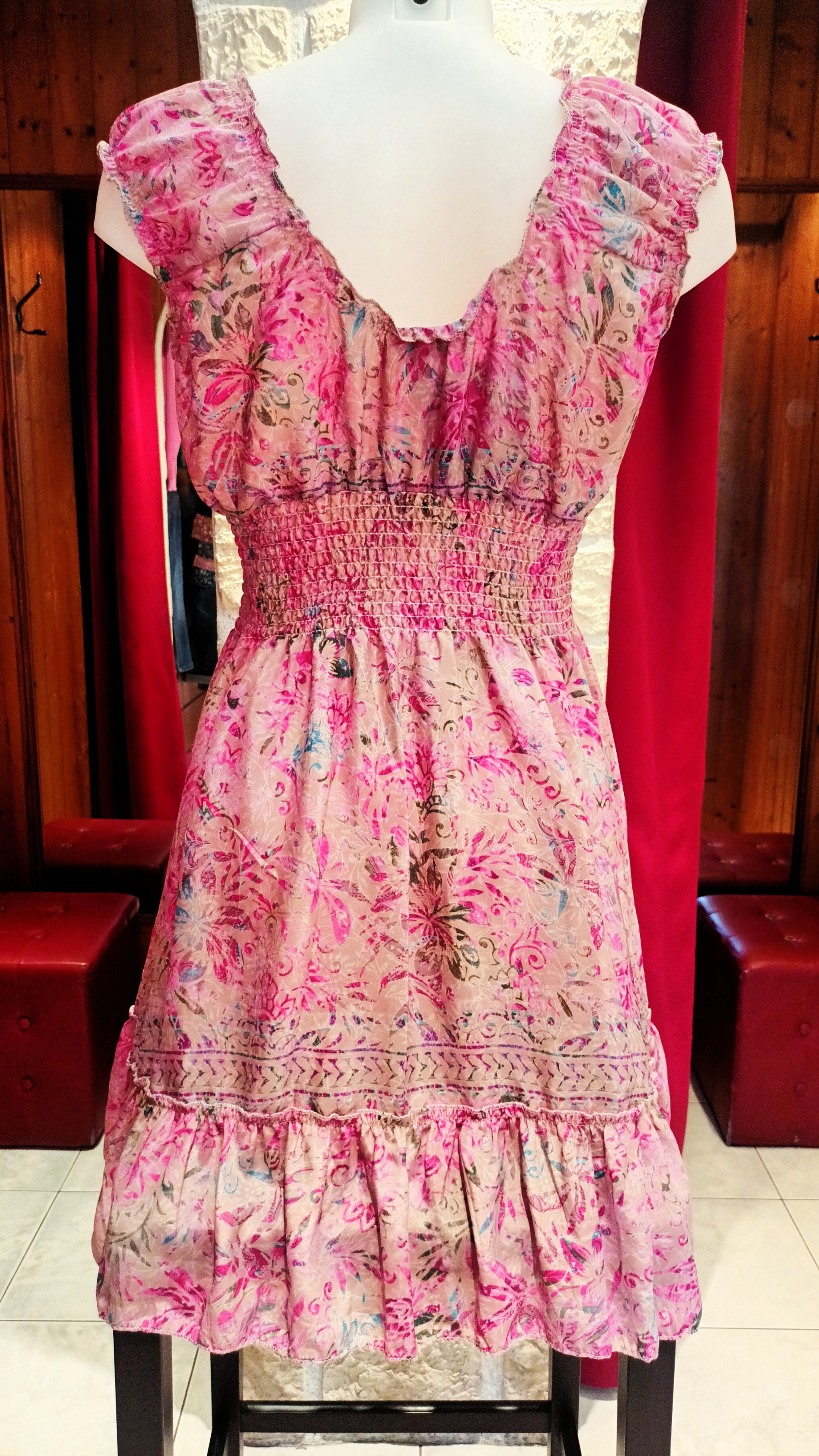 Robe courte bohème rose