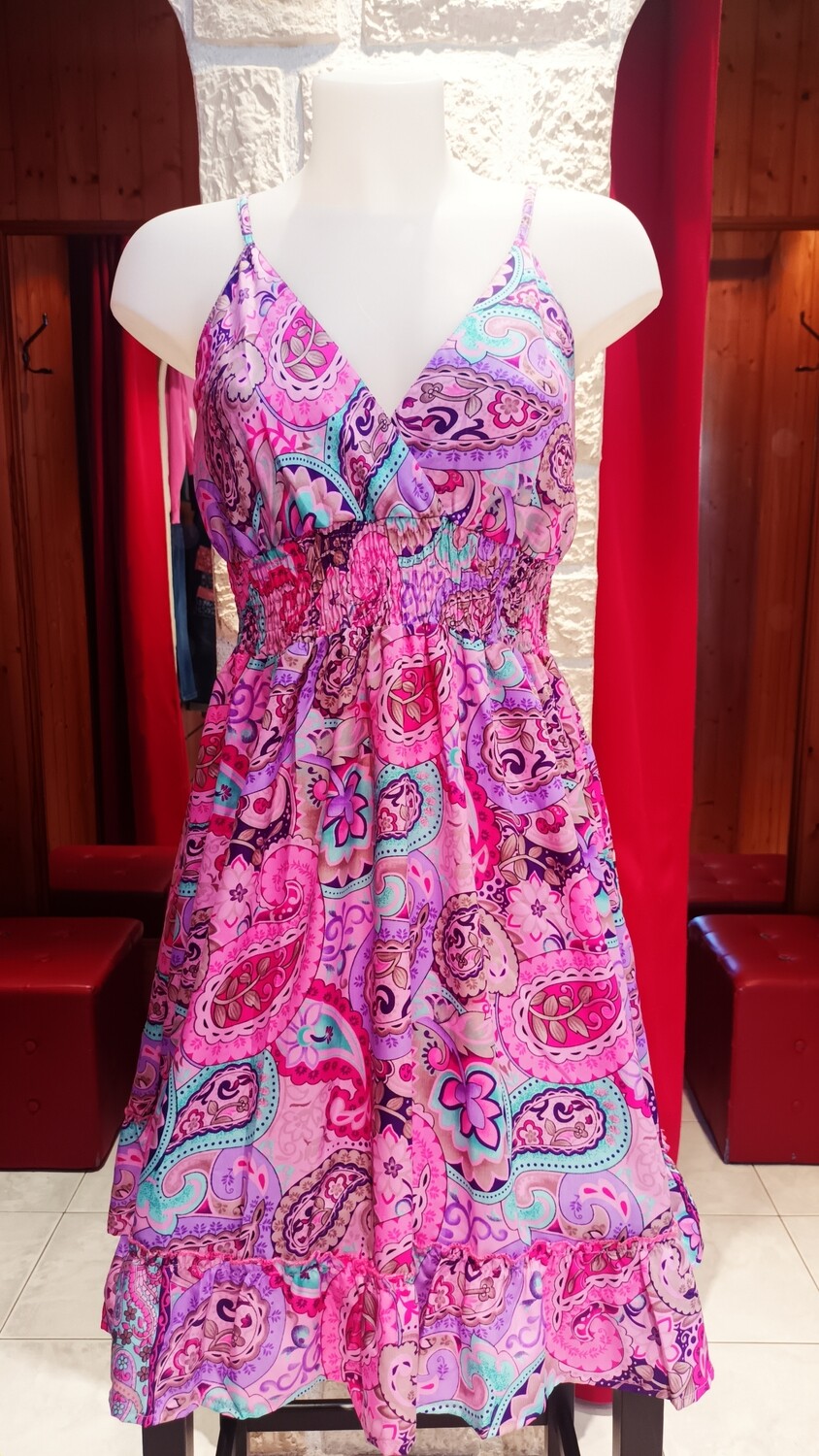 Robe bohème Eva imprimé rose