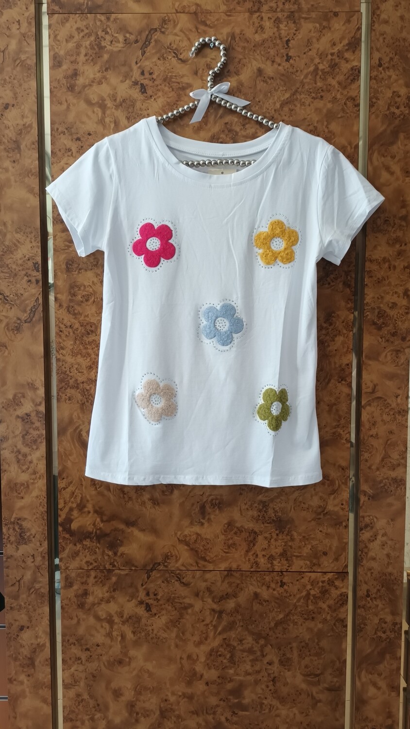T-shirt Fleurs strass