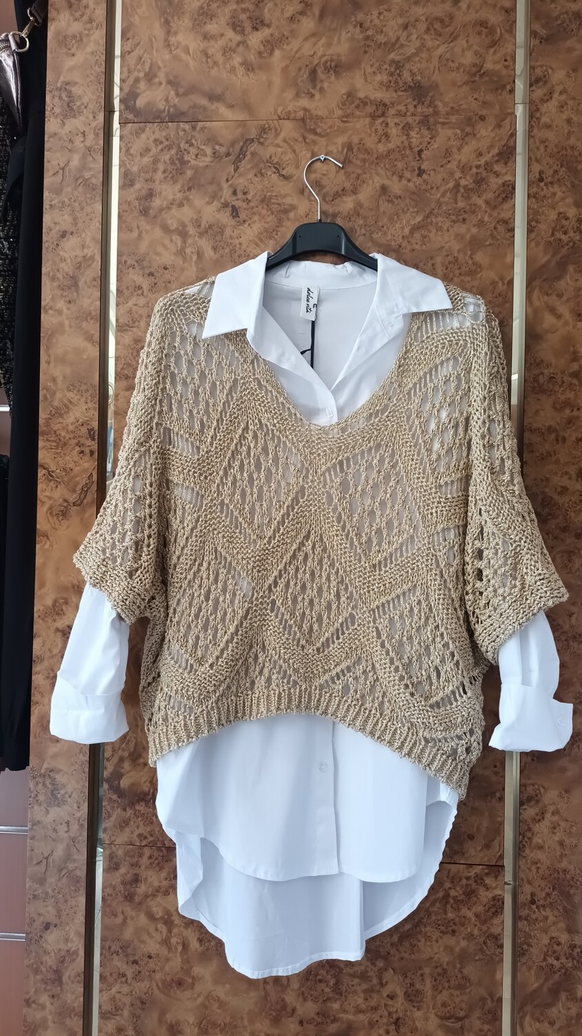 Pull à maille lurex doré