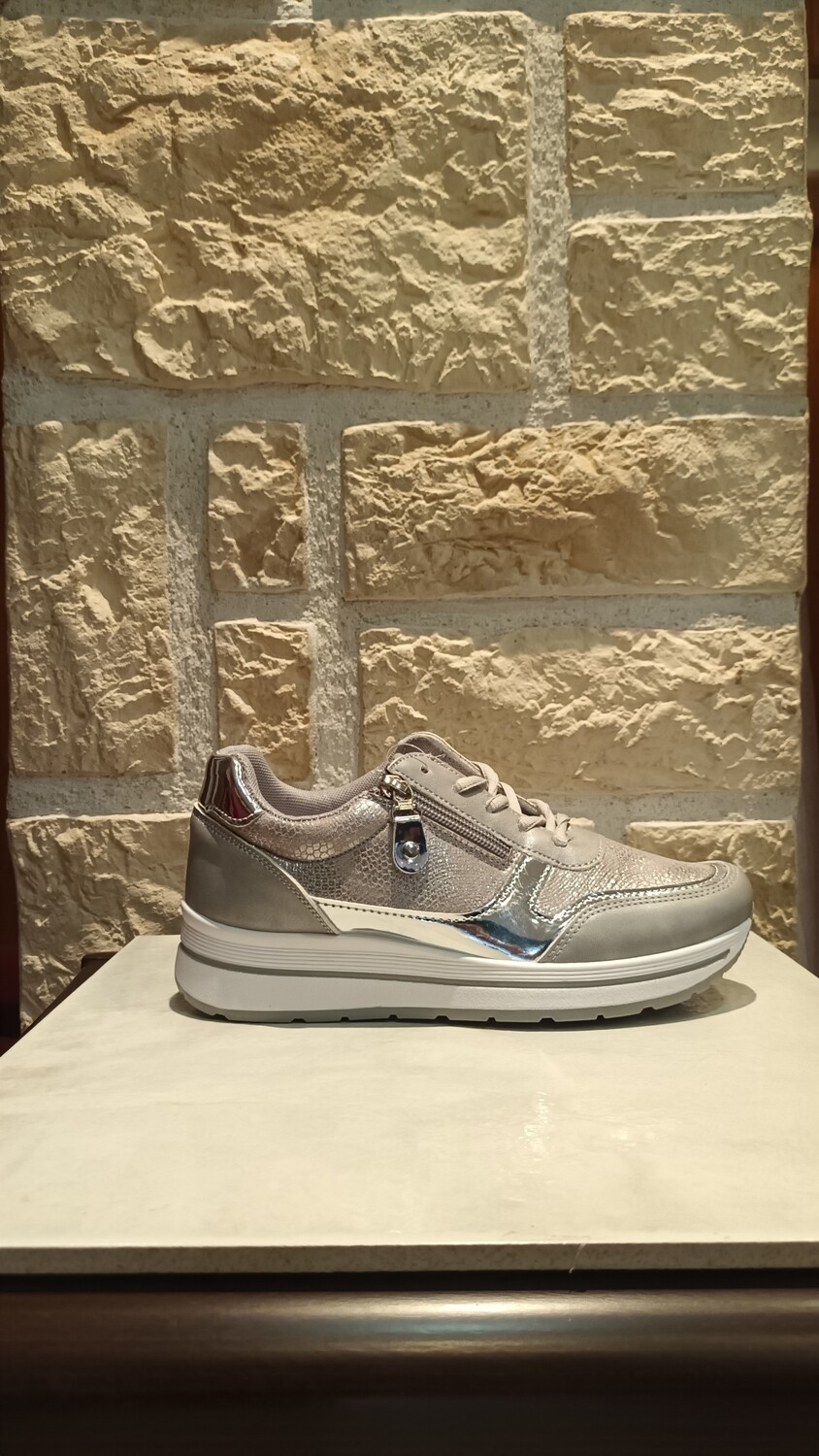 Baskets zip argenté