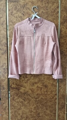 Blouson simili daim rose