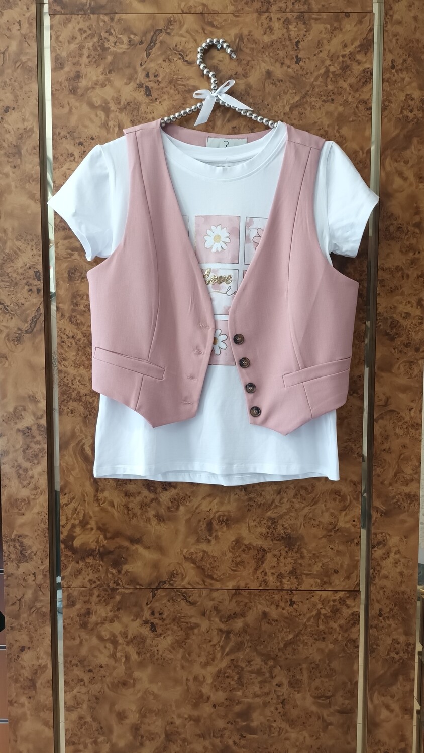 Gilet costume rose