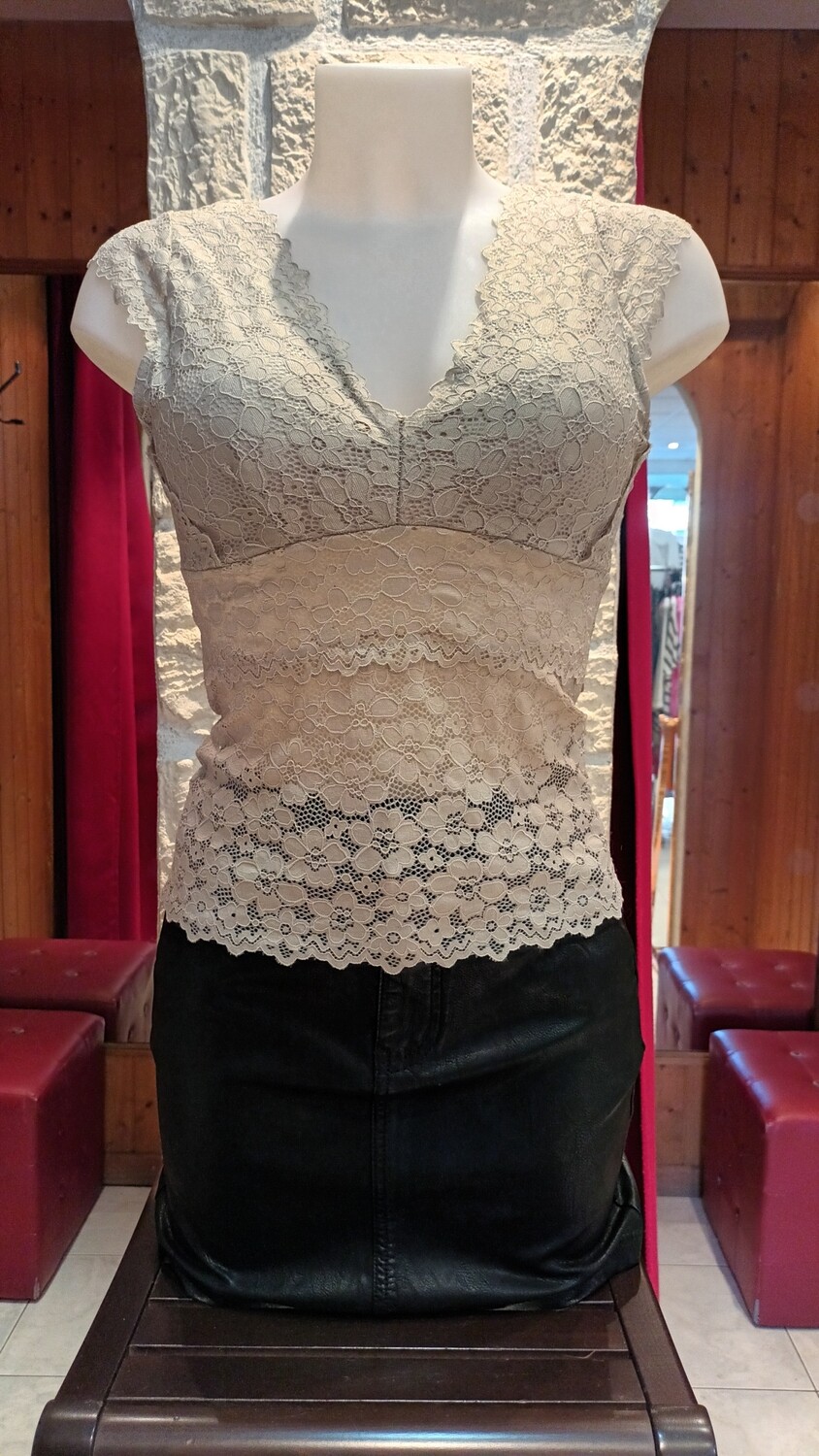 Top bustier dentelle beige 