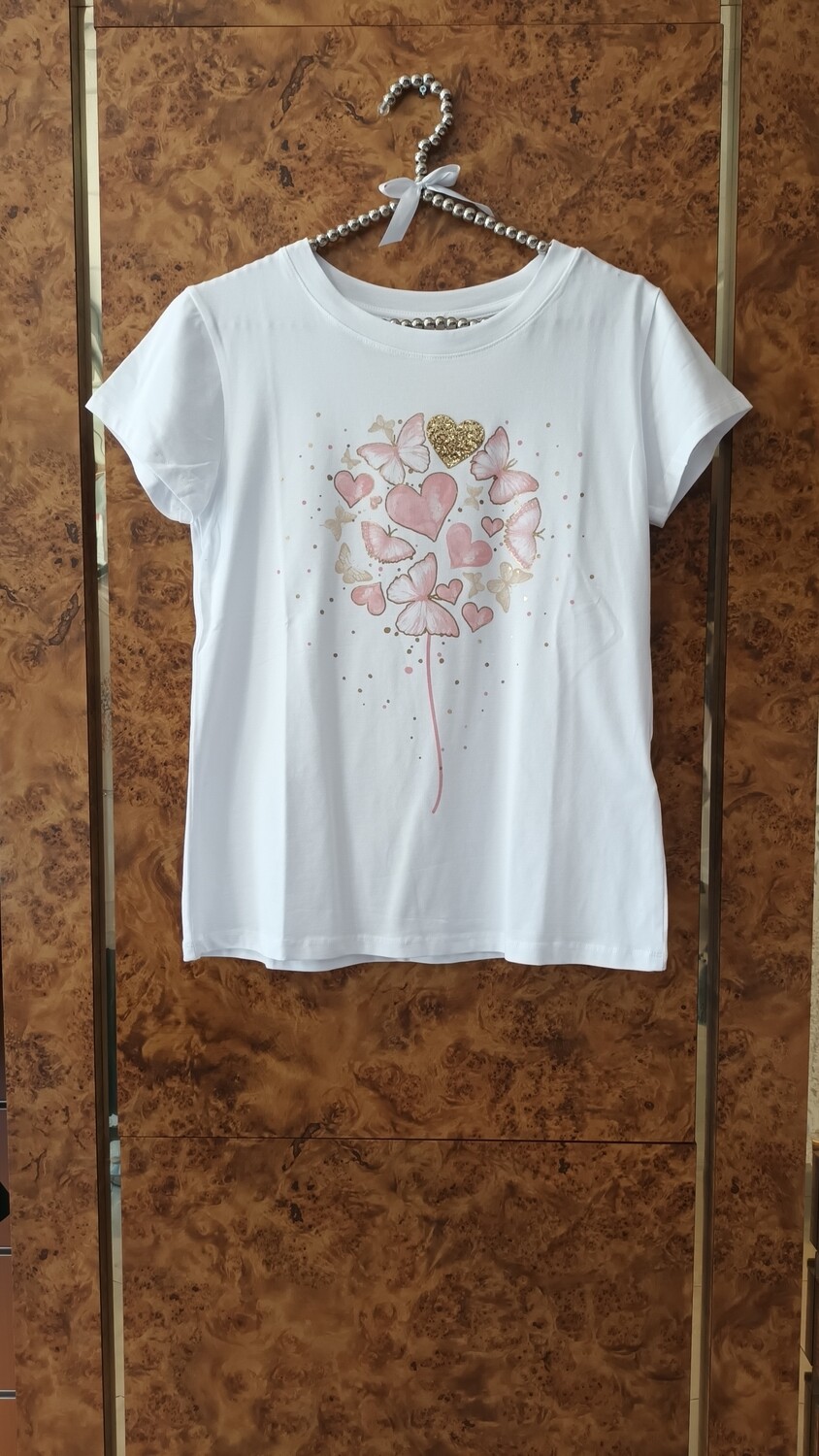 T-shirt Coeur Papillon rose
