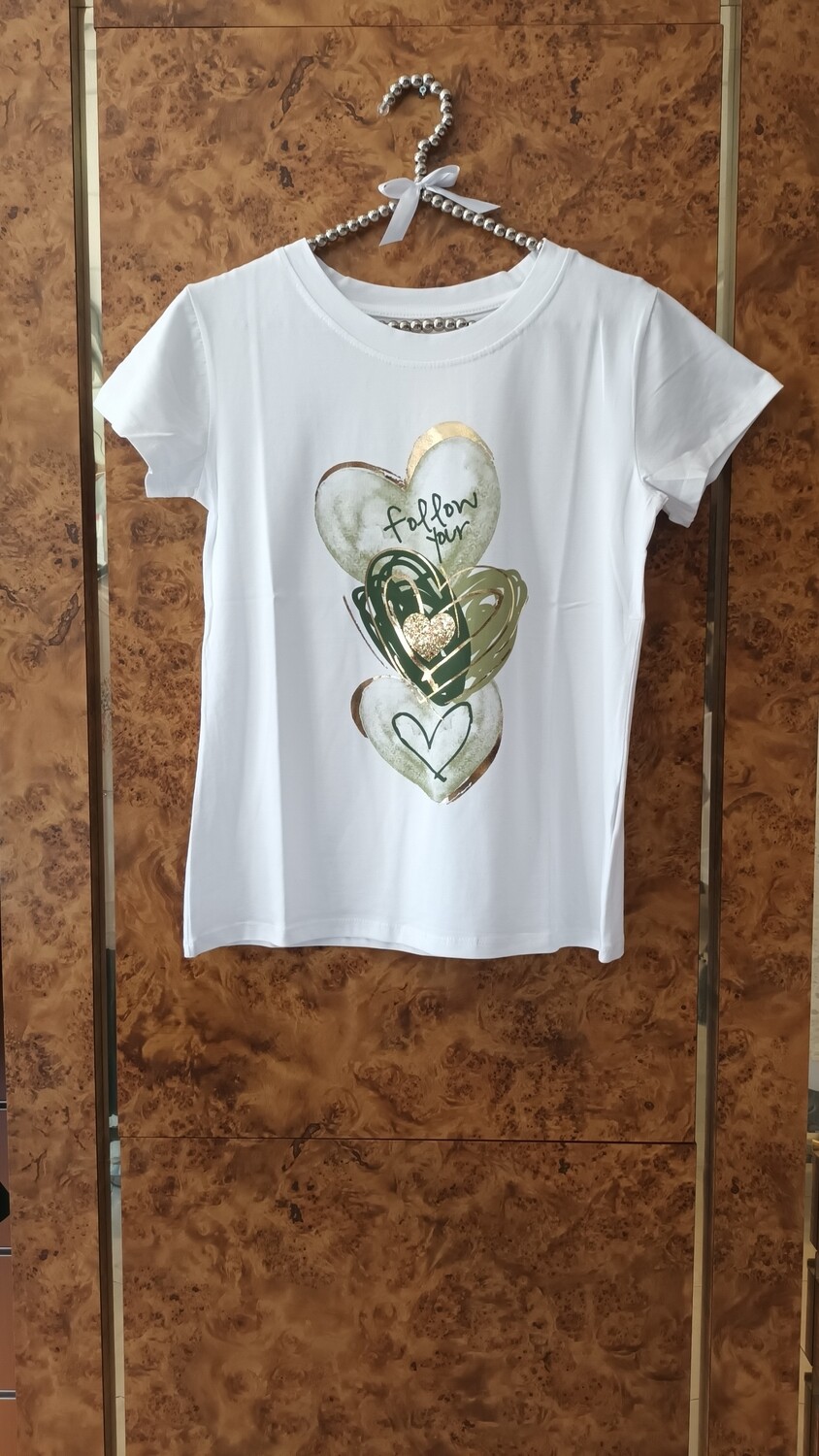T-shirt Coeur Follow kaki