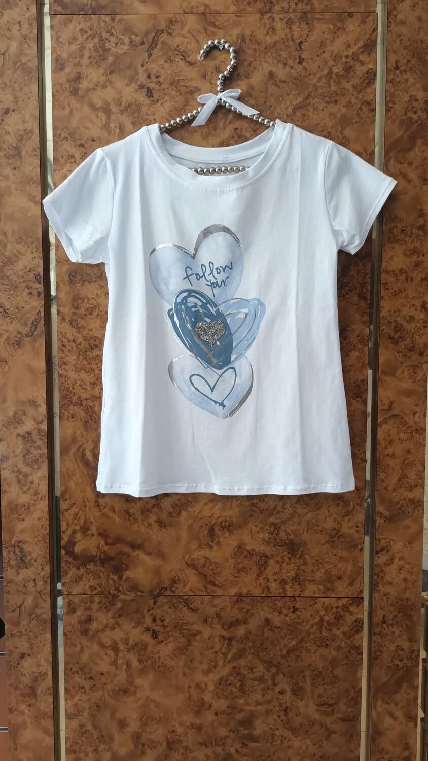 T-shirt Coeur Follow bleu ciel 