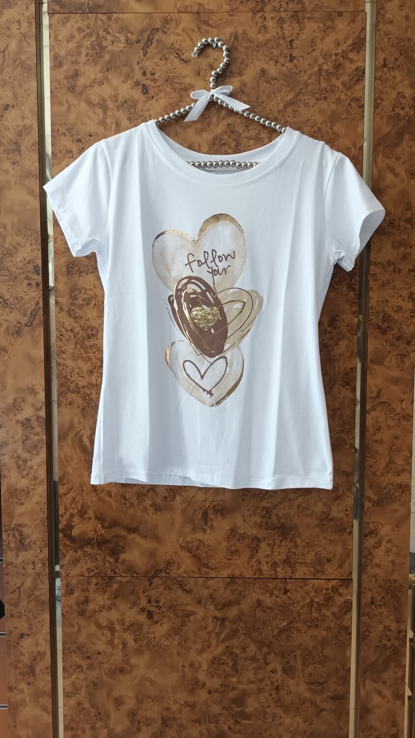 T-shirt Coeur Follow beige 