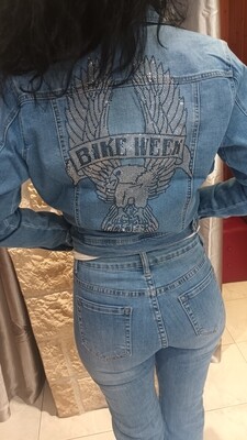 Veste jean aigle strass