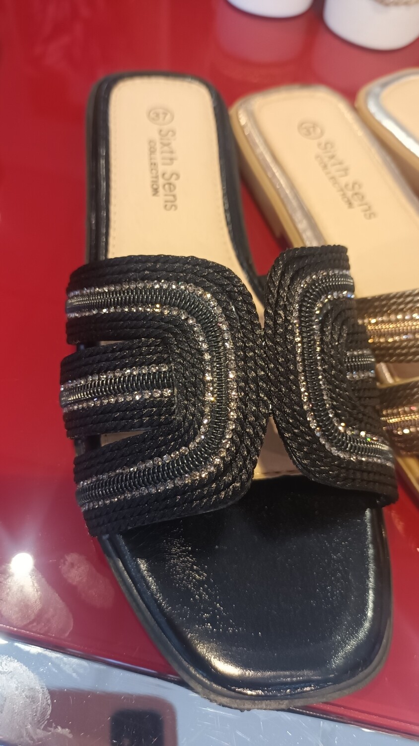 Claquettes strass noir