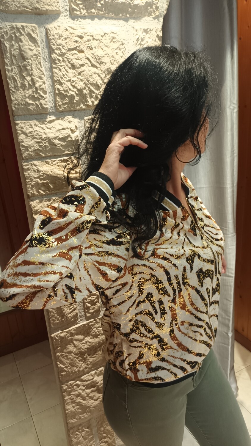 Veste bomber zébré marron