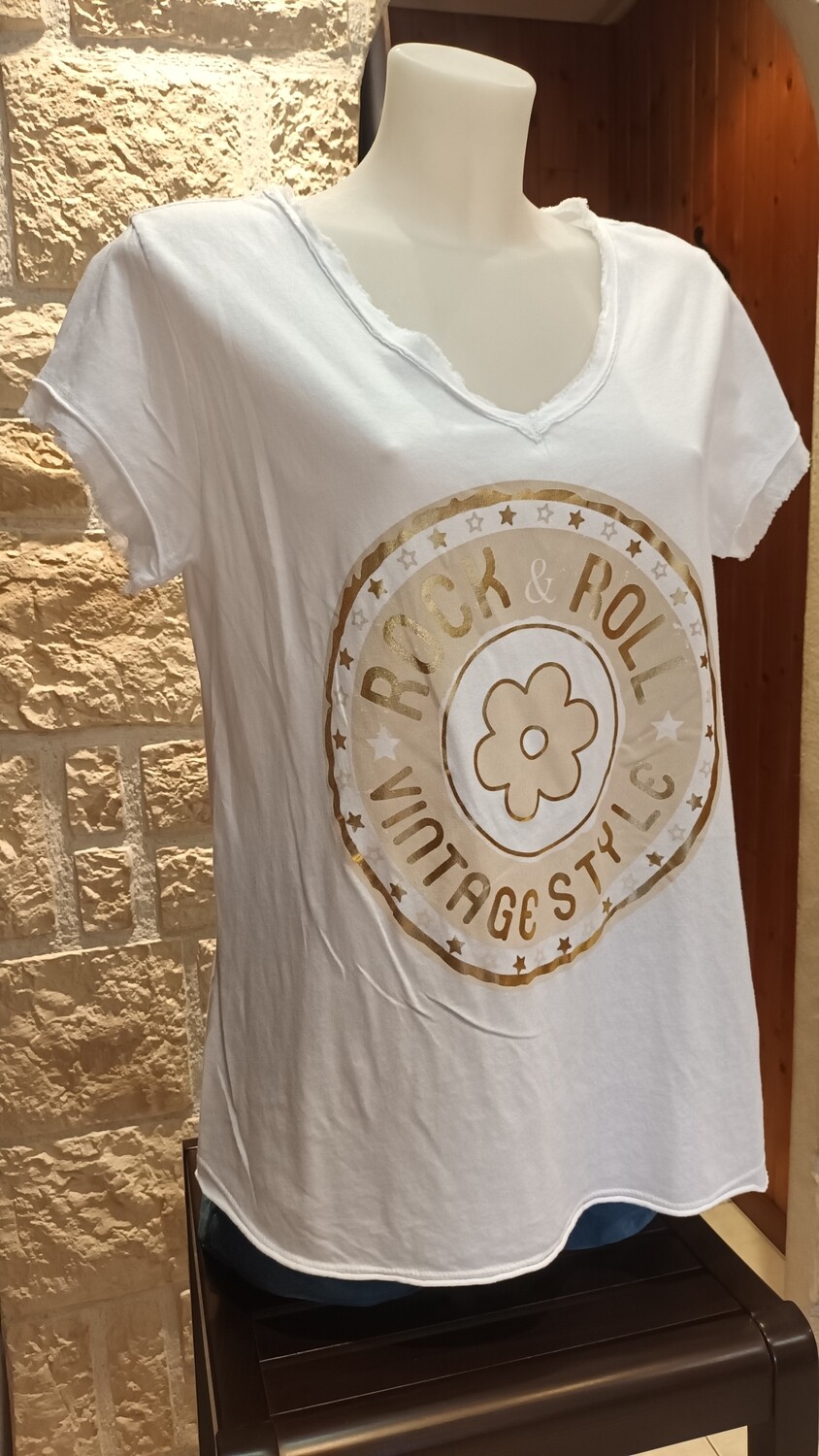 T-shirt Rock Vintage blanc 
