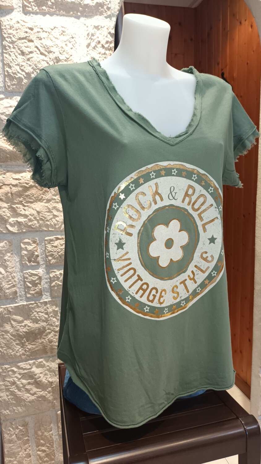 T-shirt Rock Vintage kaki