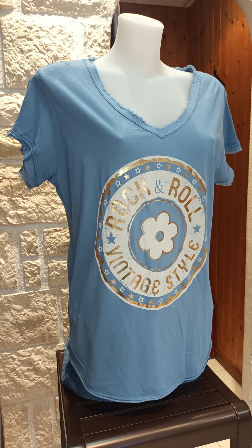 T-shirt Rock Vintage bleu jean