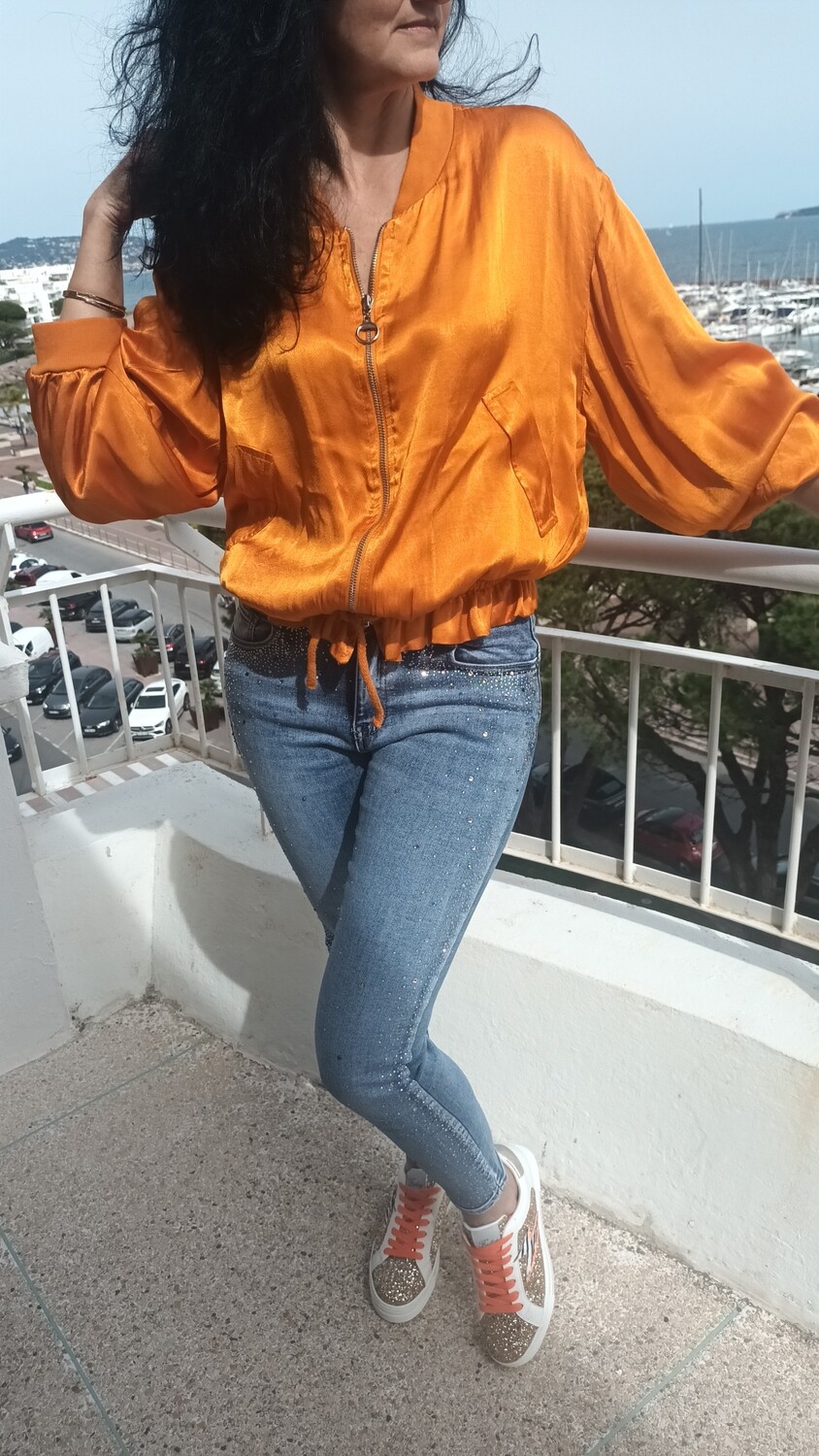 Veste bomber satiné orange