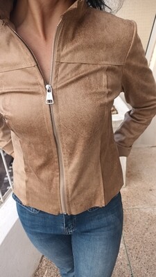 Blouson simili daim beige