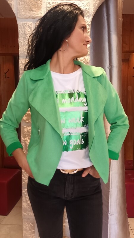 Veste suedine Casual vert pomme