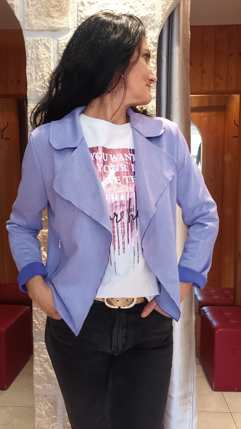 Veste suedine Casual lavande