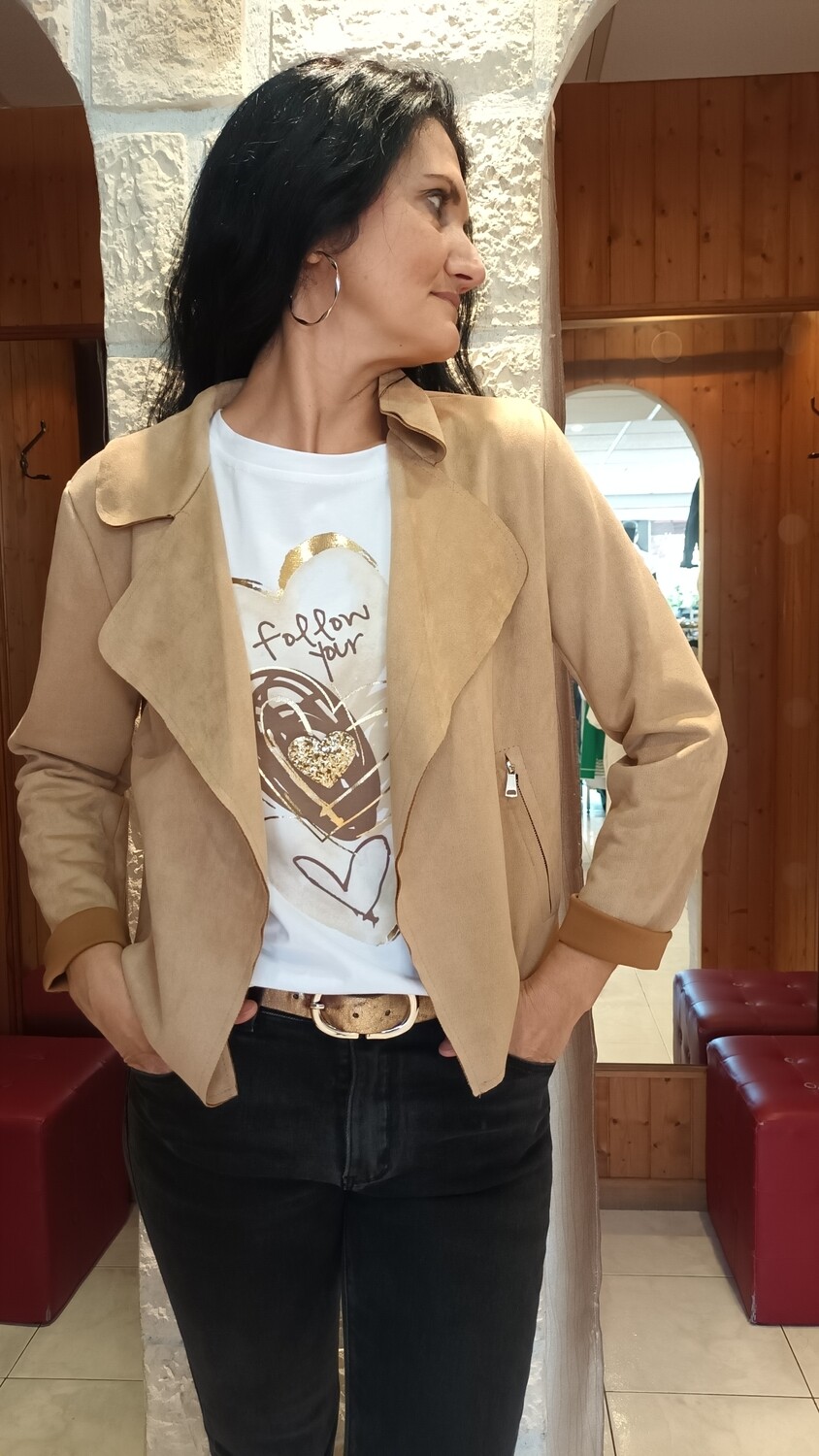 Veste suedine Casual camel 