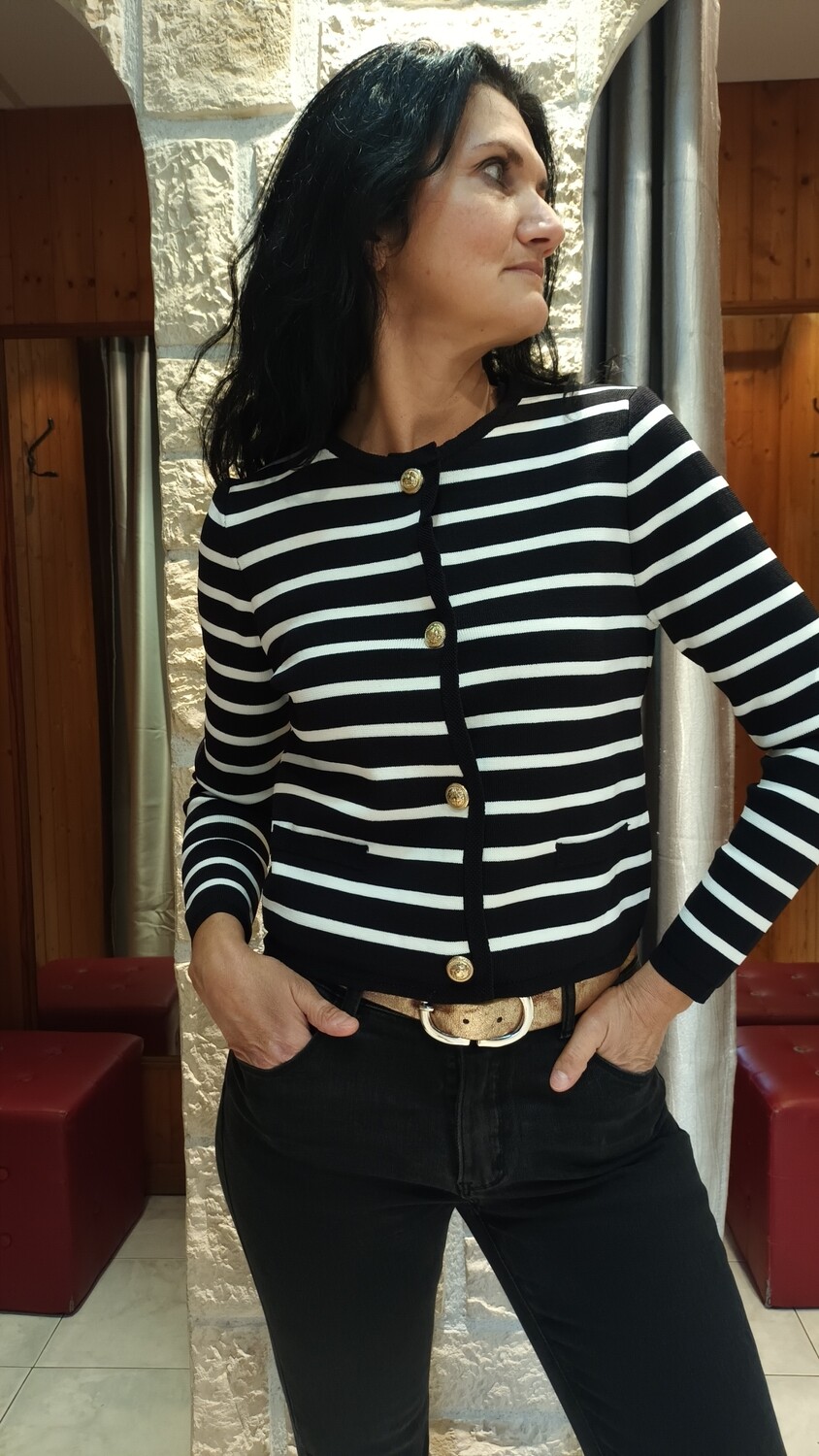 Gilet rayures noir et blanc