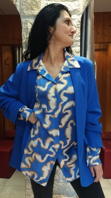 Veste blazer long bleu royal 