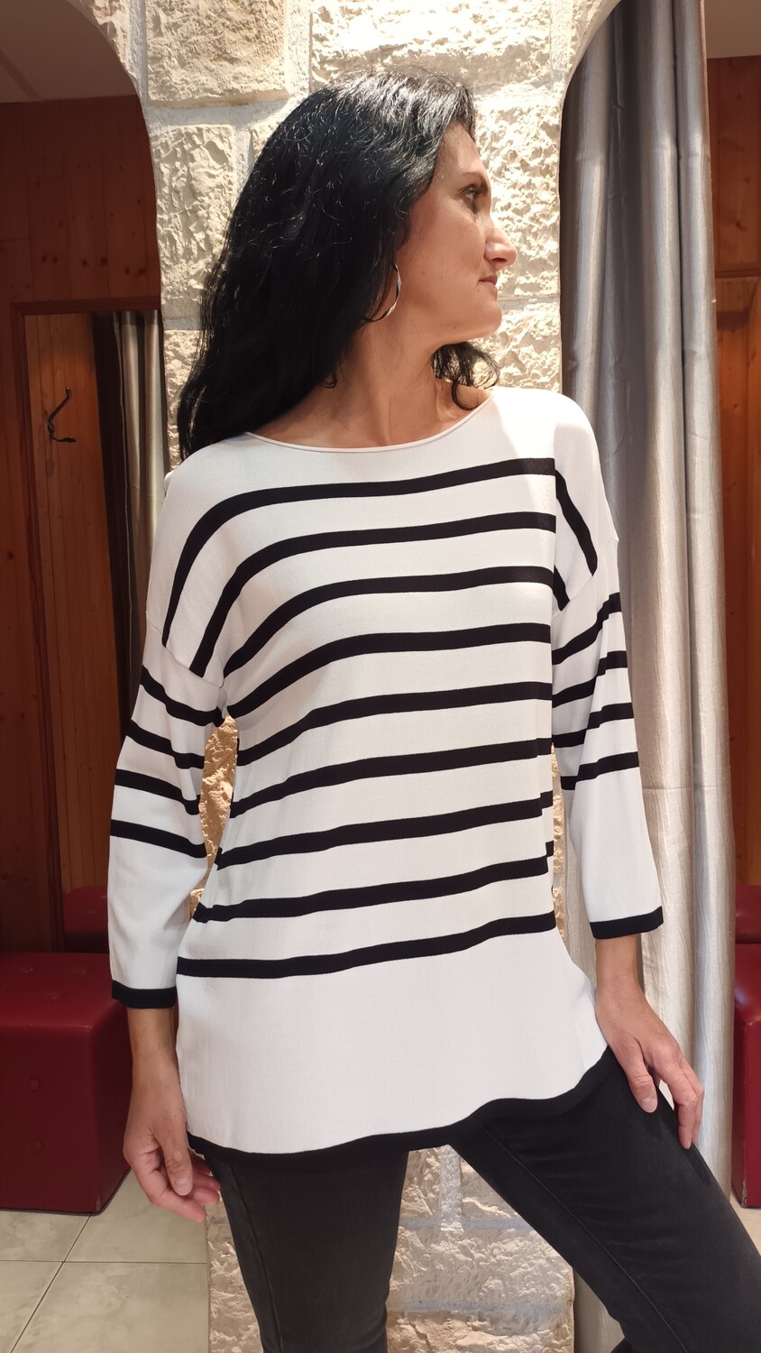 Tunique rayures blanc noir