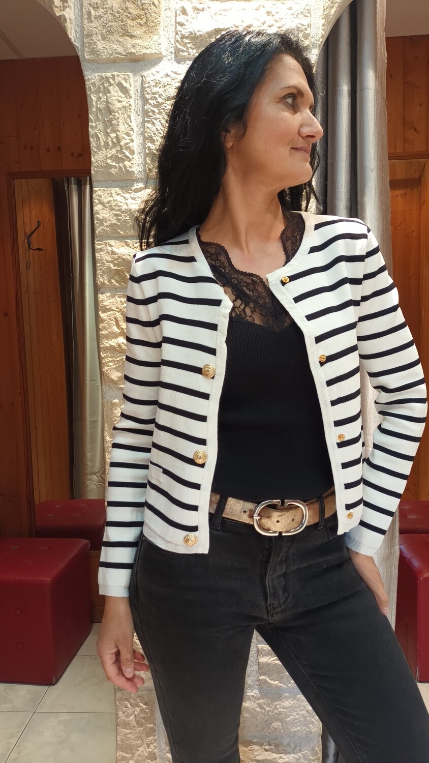 Gilet rayures blanc et noir