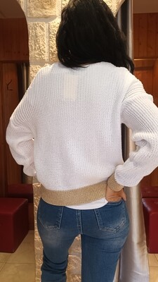 Cardigan Bico blanc et doré