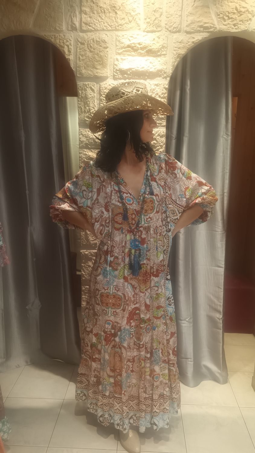 Robe longue Happy beige 